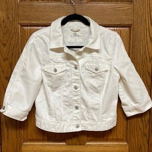 Ann Taylor Loft White Cropped Denim Jean Jacket - Size 8